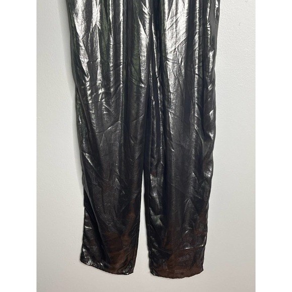 Ronny Kobo Silver Metallic Pleated High Waisted Pull on Alexandra Pants Size S - Picture 5 of 10